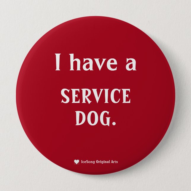 Dark Red Service Dog 10 Cm Round Badge (Front)