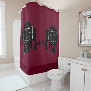Dark Red Shower Curtain with Lions or Choose Colou