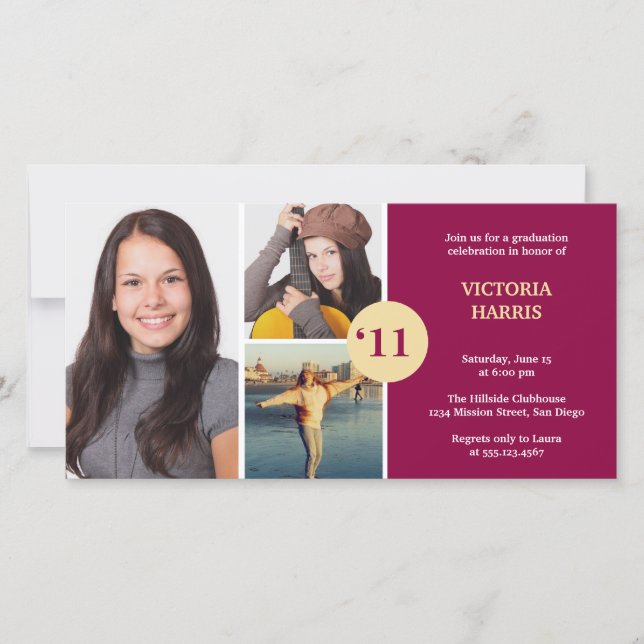 Dark red simply collage class of grad announcement (Front)