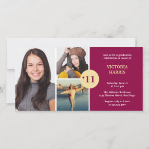 Dark red simply collage class of grad announcement