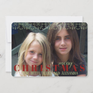 Dark Red Snowflake Double Sided Photo Card