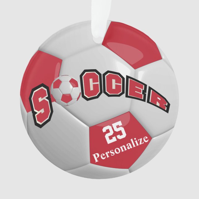 Dark Red Soccer Ball Ornament (Front)
