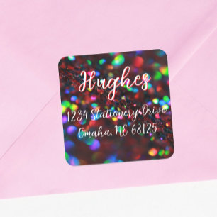 Dark Red Sparkling Address Label