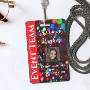 Dark Red Sparkling Photo ID Badge