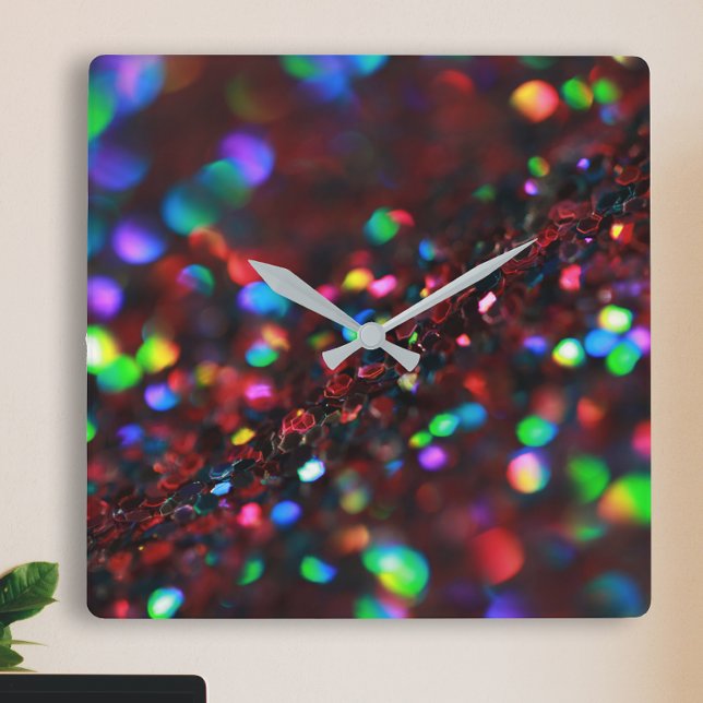 Dark Red Sparkling Square Wall Clock (Creator Uploaded)