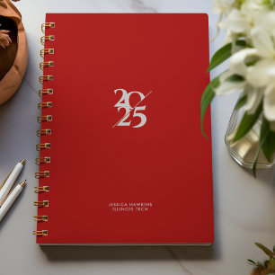 Dark Red Split Year Spiral Weekly Planner