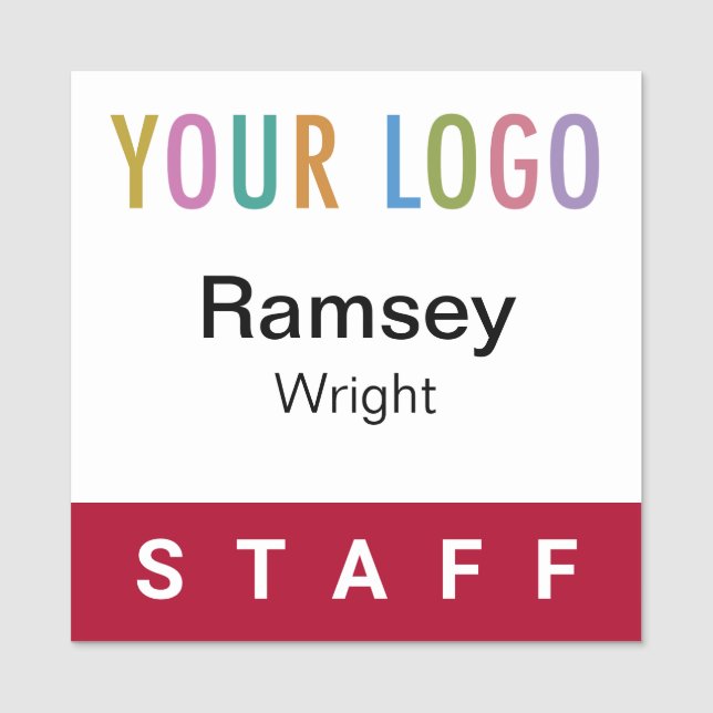 Dark Red Staff Badge Event Logo Square Name Pin (Front)