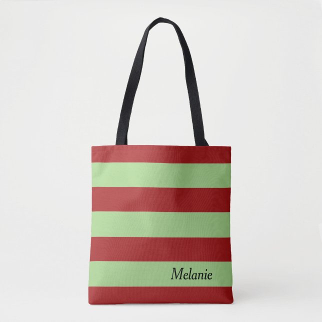 Dark Red Stripes Tote Bag (Front)