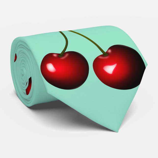 Dark Red Sweet Cherries - Choose/Add Your Colours  Tie (Rolled)