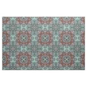 Dark Red Teal Blue Green Bali Batik Pattern Fabric