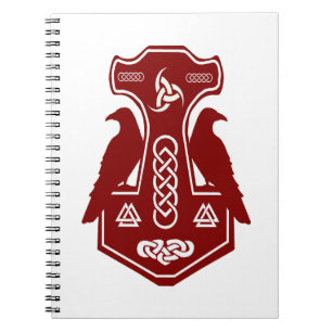 Dark Red Thor's Hammer with Ravens Notebook