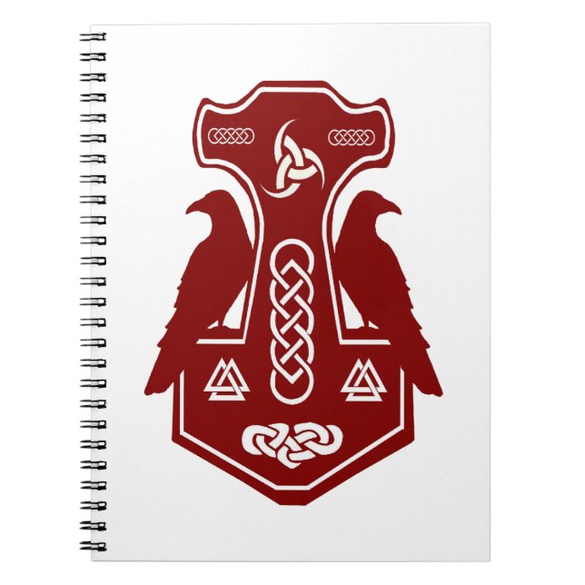 Dark Red Thor's Hammer with Ravens Notebook (Front)