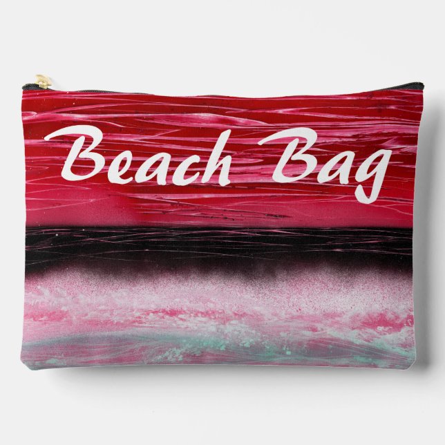 Dark Red to Pink Beach Bag (Front)