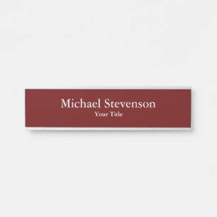 Dark Red Unique Elegant Modern Minimalist Door Sign