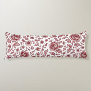 Dark Red Vintage Rose Pattern Body Cushion