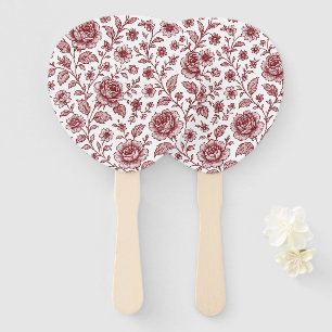 Dark Red Vintage Rose Pattern Hand Fan