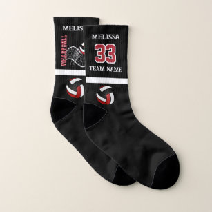  Dark Red Volleyball - Personalise Socks