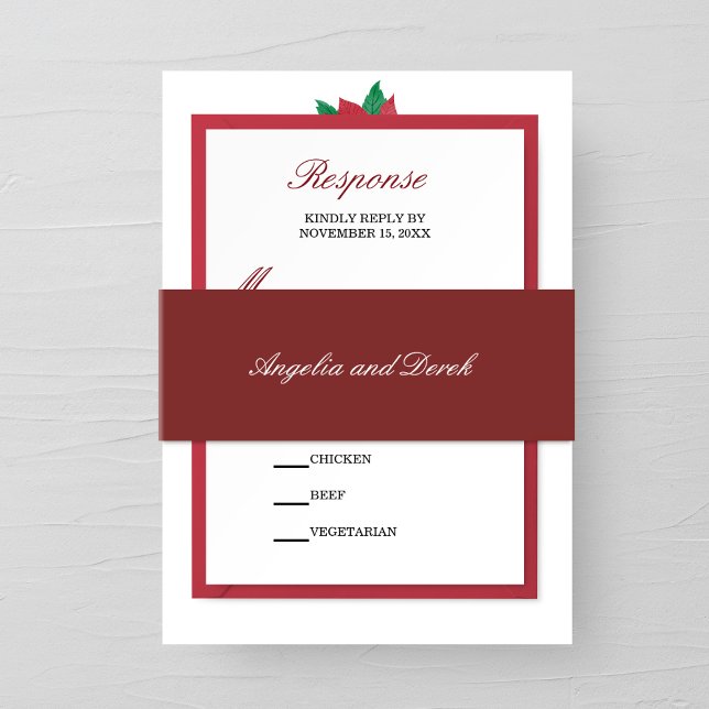 Dark Red Watercolor Wedding Invitation Belly Band (Creator Uploaded)