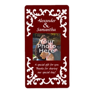 Dark Red Wedding Gift or Favour Label