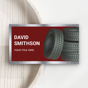 Dark Red Wheel Alignment Car Tire Shop Business Card