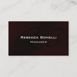 Dark Red White Monogram Manager Business Card
