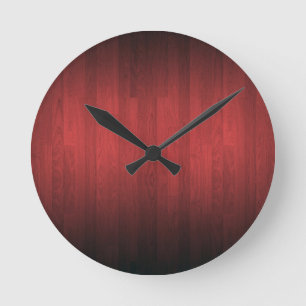Dark Red Wood Digital Print Round Clock