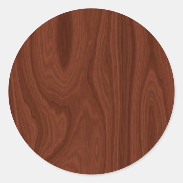 Dark Red Wood Texture Classic Round Sticker (Front)