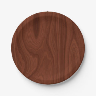 Dark Red Wood Texture Paper Plate