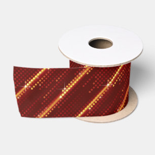 Dark Red Yellow Polka Dots Matrix patterned Satin Ribbon