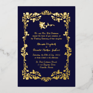Dark Regency Blue Ornate Rose Border