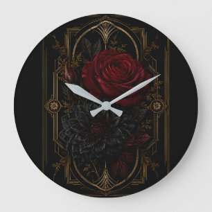 Dark Regency Crimson Rose Gold Luxury Wall Clock
