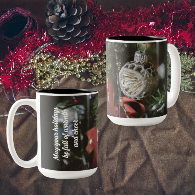 Dark retro Christmas tree  Two-Tone Coffee Mug (Creator Uploaded)