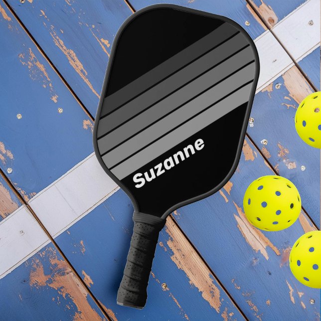 Dark Retro Gradient Rainbow with Name Pickleball Paddle (Creator Uploaded)