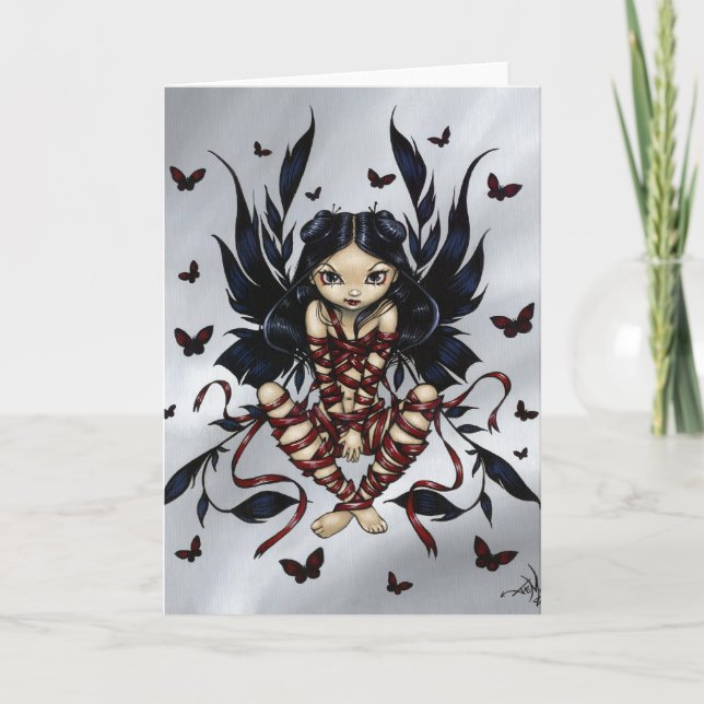 "Dark Ribbon Fairy" Greeting Card (Front)
