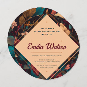 Dark Rich Floral Theme Bridal Shower Invitation