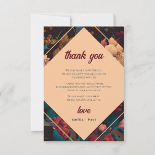 Dark Rich Floral Theme Bridal Shower Thank You Card
