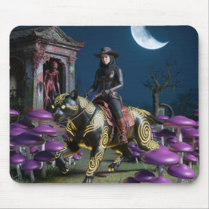 Dark Rider Black Cat Mushrooms Ghoul Mouse Mat