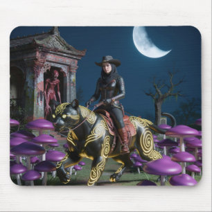 Dark Rider Black Cat Mushrooms Ghoul Mouse Mat