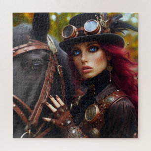 Dark Rider Steampunk Victorian Lady Jigsaw Puzzle