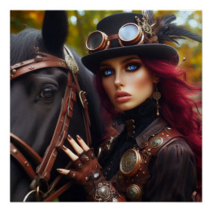 Dark Rider Steampunk Victorian Lady Poster