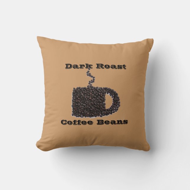 Dark Roast Coffee Bean Designer Pillow (Front)