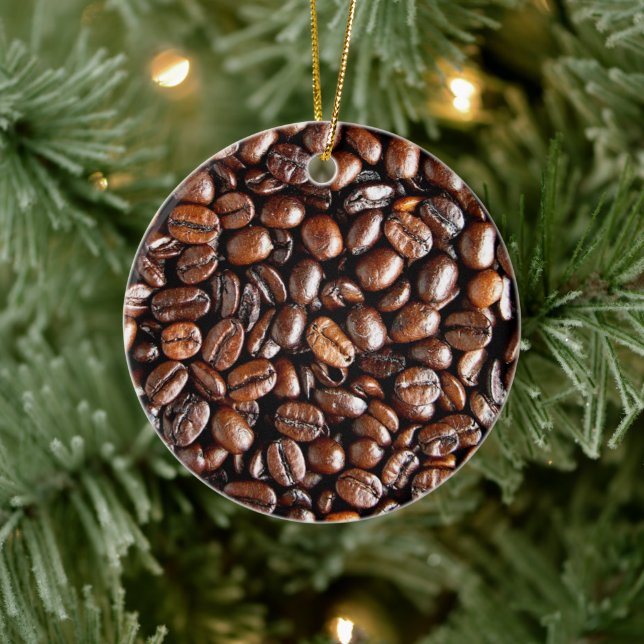 Dark Roasted Coffee Beans Ceramic Tree Decoration (Tree)