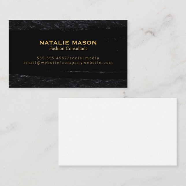Dark Rock Background | Black Brushed Business Card (Front/Back)