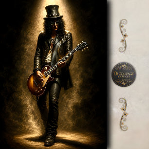 Dark Rock Guitar Legend Decoupage Tissue Paper