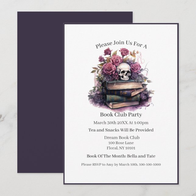 Dark Romance Book Lover, Book Club Invitation (Front/Back)