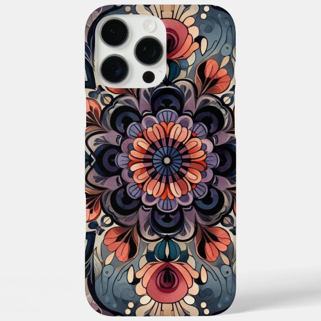 Dark Romance Burgundy Art Deco Floral Summer  Case-Mate iPhone Case (Back)