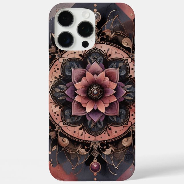 Dark Romance Burgundy Art Deco Floral Summer  Case-Mate iPhone Case (Back)