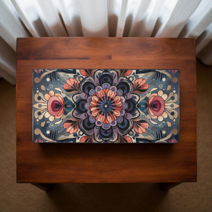 Dark Romance Burgundy Art Deco Floral Summer  Desk Mat