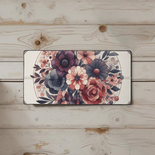 Dark Romance Burgundy Art Deco Floral Summer  Desk Mat