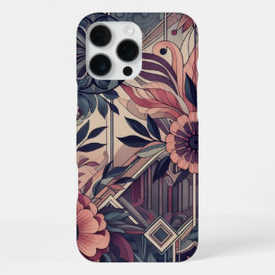 Dark Romance Burgundy Art Deco Floral Summer iPhone 16 Pro Max Case